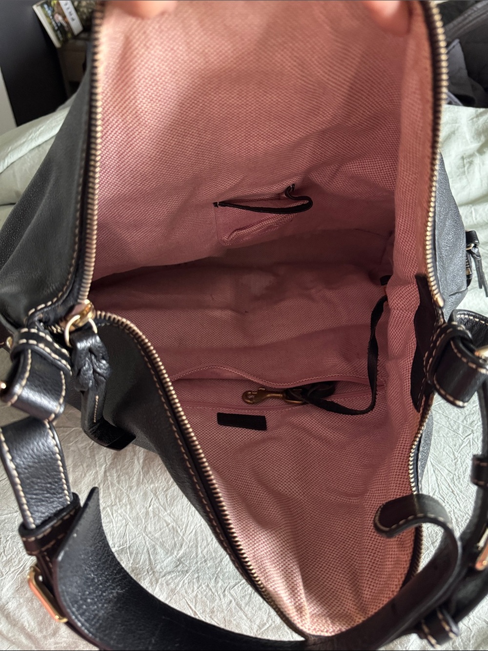 Dooney & Bourke Black Leather Zip Front Hobo Bag - Picture 7 of 7